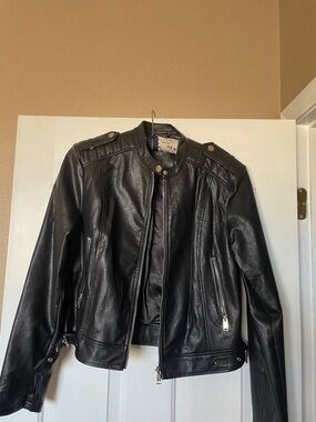 Guess Black Faux Leather Moto Jacket